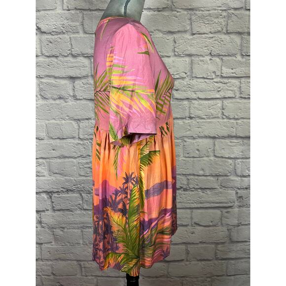 Farm Rio Vibrant Tropical Print Mini Dress/Babydoll Dress - Picture 3 of 8